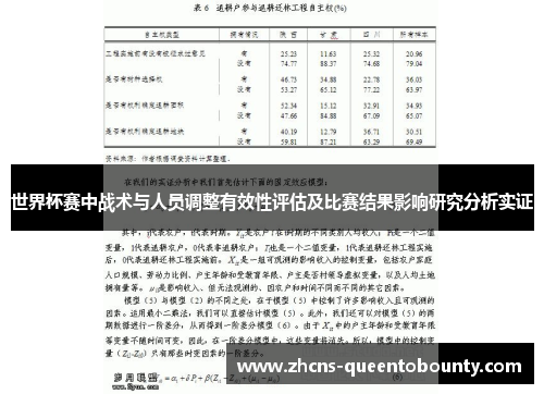 世界杯赛中战术与人员调整有效性评估及比赛结果影响研究分析实证